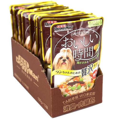 日本多格漫美味时间成犬消臭低脂肪鸡肉罐包70gX12 狗湿粮狗零食