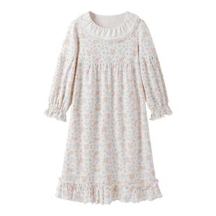 英氏儿童睡裙女童春秋2025新款睡衣居家可外穿长袖连衣裙睡衣碎花