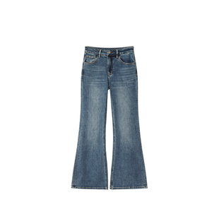 pusumede 时光轮转 高腰弹力微喇牛仔裤女气质显瘦喇叭裤直筒长裤