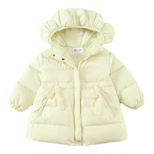 女童羽绒服2025新款冬加厚白鸭绒连帽中长款洋气女宝宝冬装外套潮