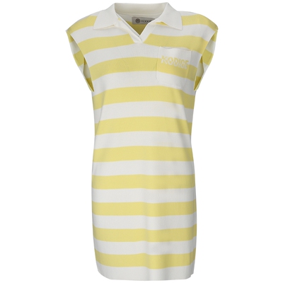 kodice黄白条纹烫钻针织连衣裙