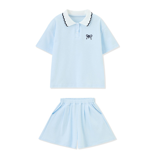 ask儿童套装2026夏季新款女童中大童小女孩运动POLO衫短袖T恤短裤