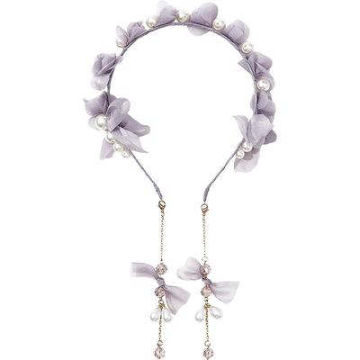 兰诺花朵珍珠发箍女拆卸流苏