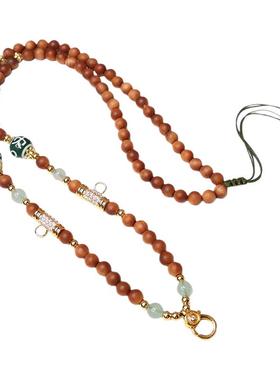 天然老山檀佛牌链子原创民族风小众藏式唐卡文玩挂绳檀香木配链