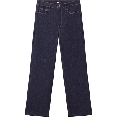 COMME MOI吕燕设计师春夏女装藏蓝色九分直筒毛边牛仔裤