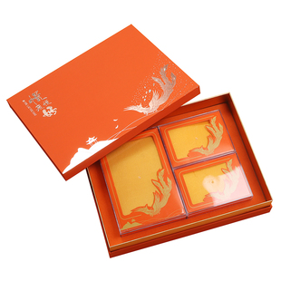 凤凰三拼礼盒包装双拼四宝滋补品花胶羊肚菌西洋参元贝海参橙色盒