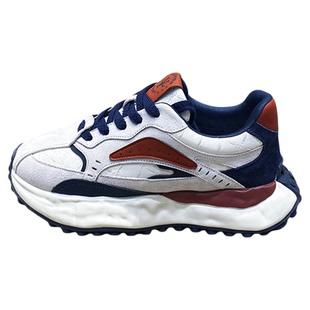 行路者男2025春秋新款低帮个性反毛皮拼色软底舒适厚底增高休闲鞋