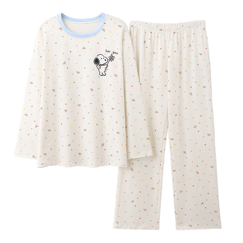 雅鹿睡衣女100%纯棉可外穿家居服