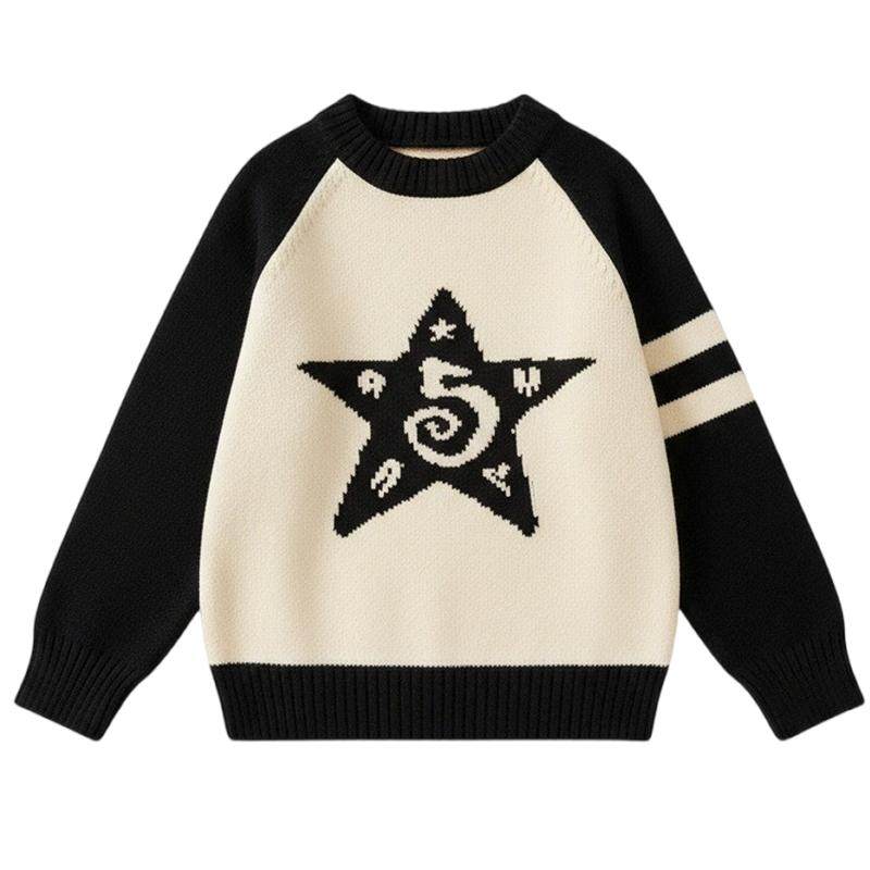 女大童保暖毛衣2025款秋冬新款初中生少女冬装五角星针织衫上衣