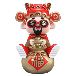 大型国潮财神爷福袋落地摆件客厅店铺新年装饰品开业礼物乔迁礼品