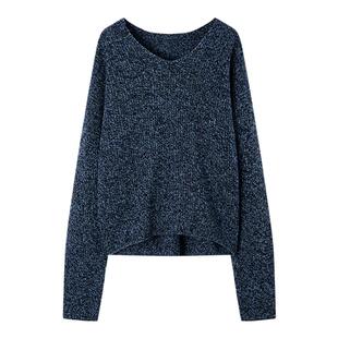 [100%绵羊毛]TKY SHOP休闲V领毛针织衫慵懒风毛衣内搭保暖羊毛衫