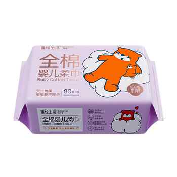 蓬松生活100%全棉婴儿柔巾宝宝洗脸巾纯棉柔巾柔软儿童绵柔巾实付37.9元到手包邮