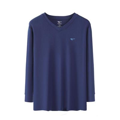 七匹狼纯棉V领秋衣单件男士保暖