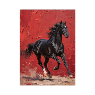 马到成功骏马客厅装饰画现代简约入户玄关挂画酒店抽象高级感壁画