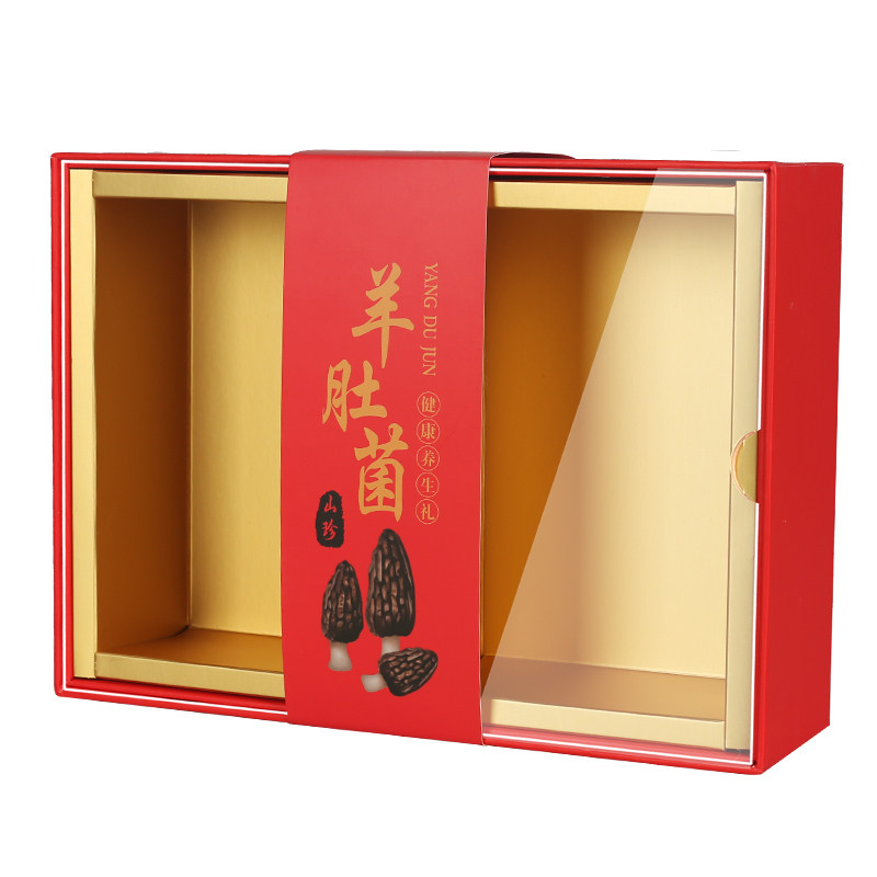 新年名贵礼品羊肚菌盒包装盒灵芝松茸鱼胶半斤一斤装高档礼盒空盒