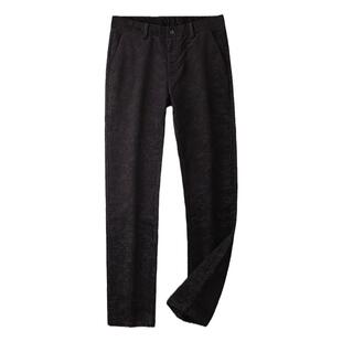 冬季厚款酒红色休闲裤男直筒灯芯绒印花裤男士磨毛长裤灯草绒裤子