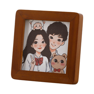小相框摆件桌面实木正方形照片做情侣儿童拍立得纪念打印摆台定制