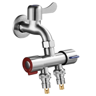 洗衣机专用分流器快接头不锈钢通用双出免拆龙头秒变一分二三角阀