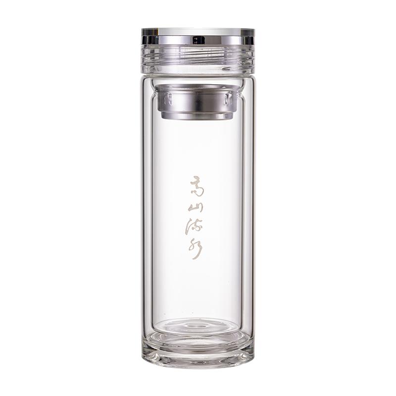 高档双层玻璃杯男女士茶杯带盖过玻璃杯