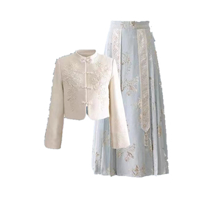 哒头Studio【扶翠流丹】微胖mm大码2023新中式马面裙套装女国风女