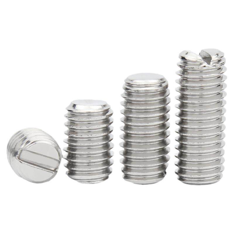 304不锈钢一字平端紧定螺钉机米开槽无头顶丝M1.6M2M3M4M5M6M8M10