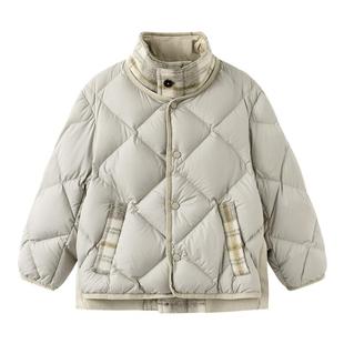 【premium】巴拉巴拉高端线冬季白鹅绒服温暖羽绒服毛呢拼接外套