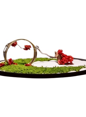 中式圆桌永生苔藓餐桌花艺