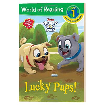 迪士尼儿童绘本分级读物1 幸运的小狗 英文原版 World of Reading Puppy Dog Pals Lucky Pups Level 1 Word Swap Reader 英语书籍