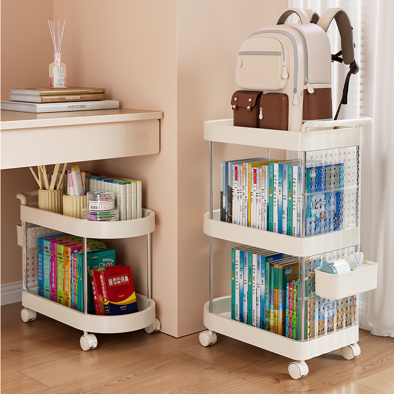 书包置物架可移动小推车带轮书本收纳层架家用书桌下滑轮柜多层厨