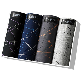 雅鹿男士内裤纯棉四角男生新款短裤平角男式高档裤头正品名牌大码