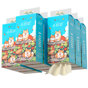 漫花小蛮熊悬挂式本色纸巾抽纸家用实惠整箱装擦手卫生纸餐巾手纸