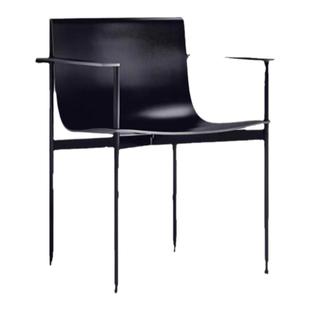 意式轻奢现代椅子简约工业风家用马鞍皮餐椅设计师高端洽谈书桌椅