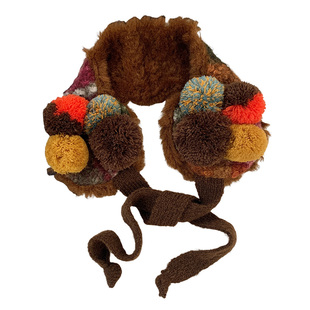 混彩美拉德毛球绑带毛绒耳罩女冬季骑行防寒护耳加厚保暖耳包耳套