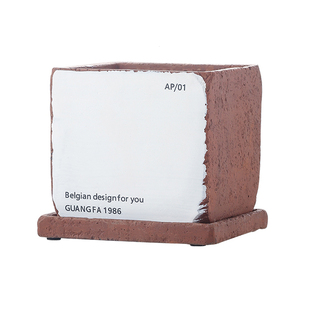 北欧ins简约风格 创意个性六角方形文艺家用透气水泥小花盆带托盘