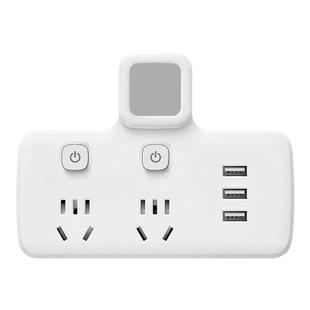 纯铜GN正品插座带3USB小夜灯一转多孔位开关插头转换器无线插排插