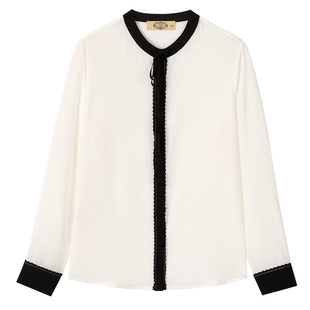 美标春夏新品法式气质优雅真丝宽松衬衫100%桑蚕丝女丝绸百搭上衣