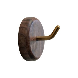 黑胡桃实木挂钩强力粘胶免打孔进门玄关挂衣钩门后鞋柜免钉粘钩