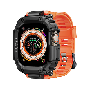 派凡适用applewatch手表保护壳表带一体ultra2苹果1边框套外壳半包防摔49mm腕带iwatch新款改装硬壳高级感男