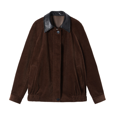 复古M1U风全棉灯芯绒皮领工装