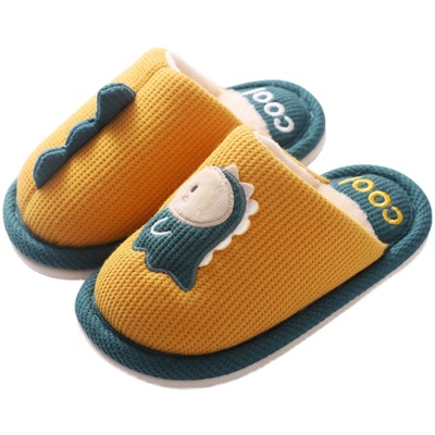 快鹿秋冬棉麻恐龙防滑儿童拖鞋