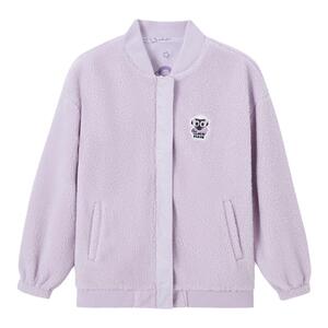 [罗小黑]森马外套女两面穿棒球领满印仿羊羔毛2023冬新款宽松女装