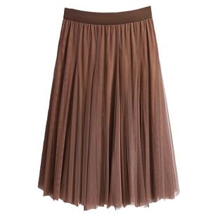 女士半身裙短裙纱裙蓬蓬裙遮胯高腰a字网纱半身裙女夏短款半裙