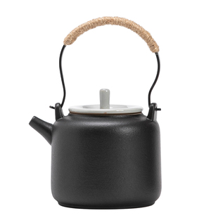 复古陶瓷提梁壶家用黑陶功夫茶具办公室泡茶壶大容量带过滤单壶