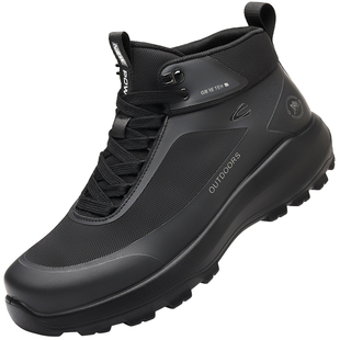 德国骆驼动感运动鞋男鞋2026新款冬季加绒棉鞋男士黑色徒步登山鞋