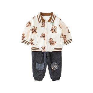 英格贝贝婴儿棉服两件套夹棉保暖春秋童装周岁衣服男宝宝洋气套装