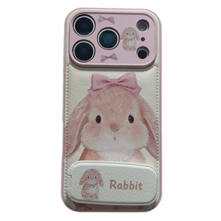 萌系可爱油画兔子适用苹果17手机壳少女心iphone16promax秋冬17promax新款15防摔14硅胶软套支架16女全包皮质