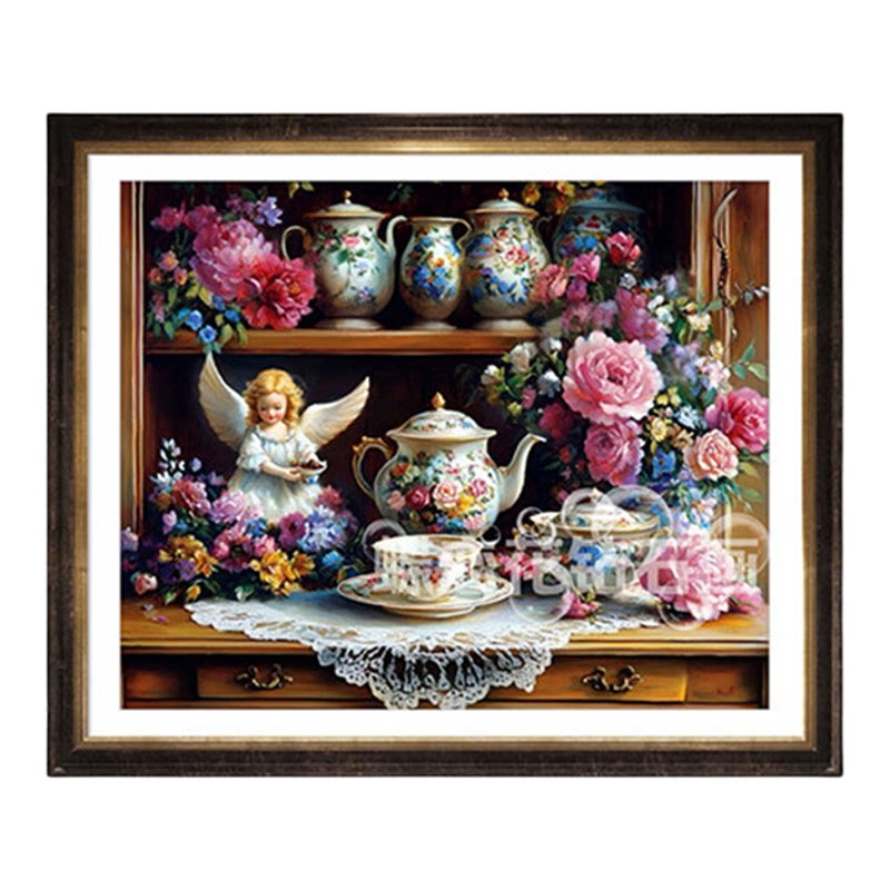 天使花瓶茶具钻石画方钻十字绣