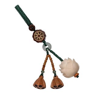 菩提莲花汽车钥匙扣挂件桃木莲蓬可爱精致手机链坠挂饰绳女包包挂