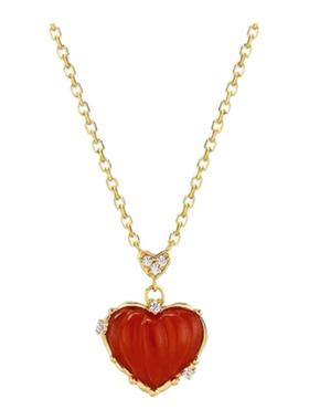 爱心红玛瑙项链轻奢小众高级感