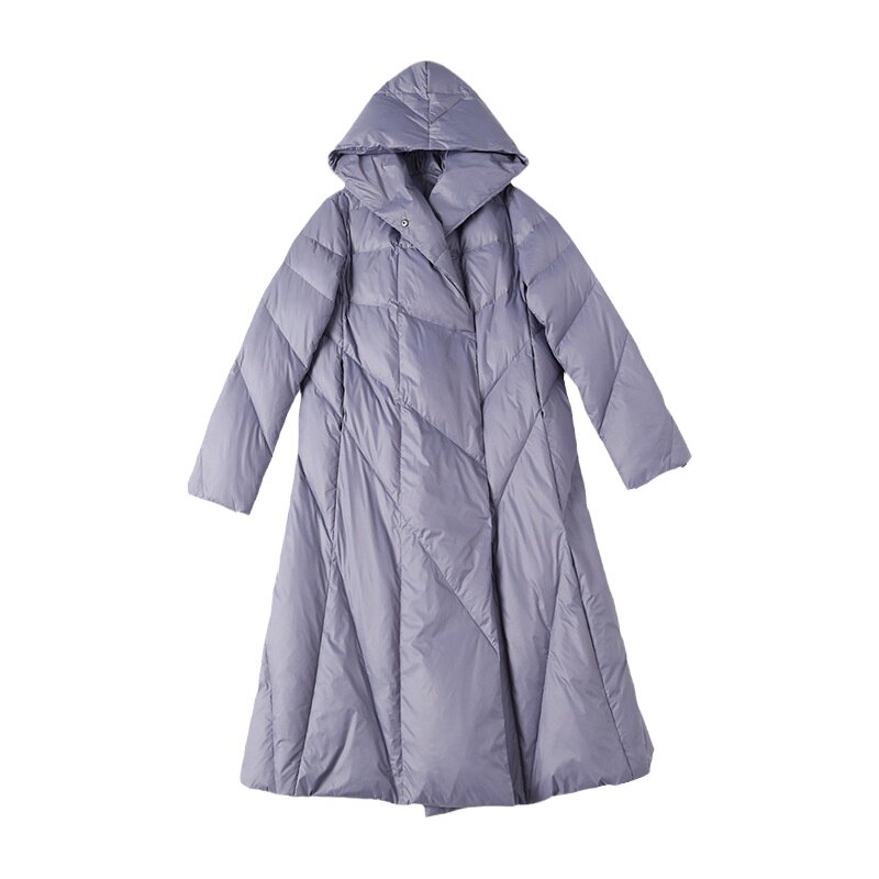 高端品牌羽绒服女2025新款冬季大牌时尚白鸭绒宽松加厚连帽中长款